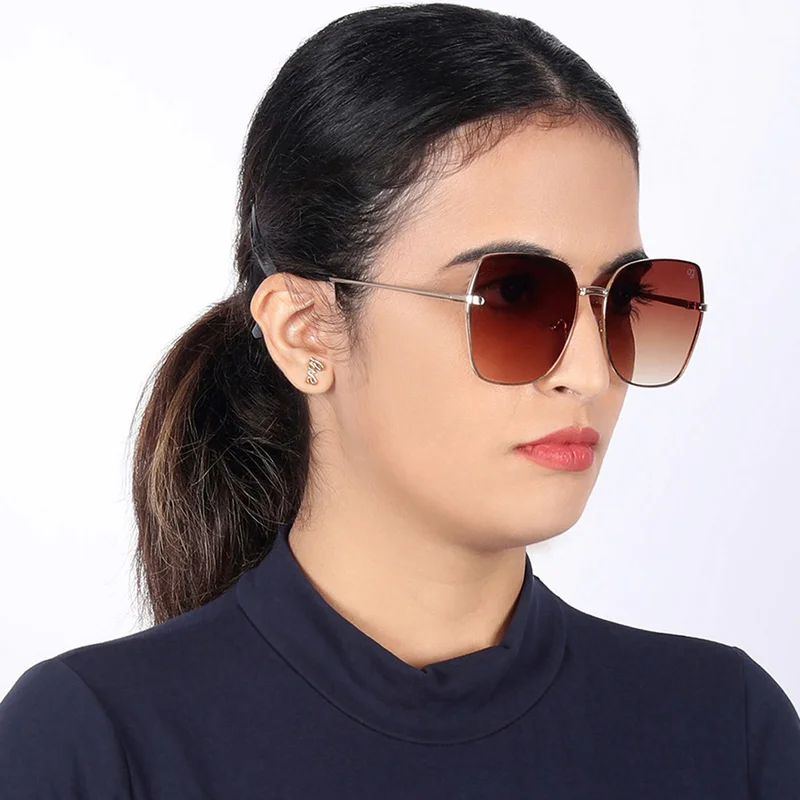 Woggles Stylish & Classy UV Protected Golden Oversized Sunglasses | Men & Women