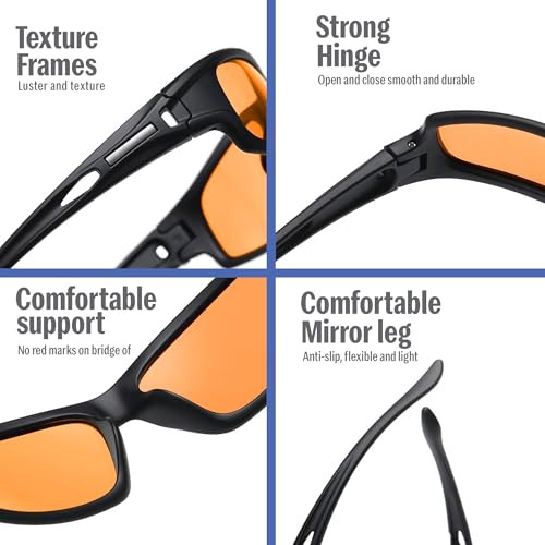 The AutoStory AutoStory Blue Light Blocking Glasses for Sleep – 99.9% Blue Light Filter Amber Lenses – Nighttime Glasses for Relaxation, Better Sleep & Eye Protection – Wraparound Fit for Men & Women - Image 5