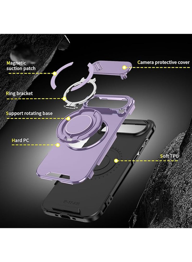 WRISTWISE Case Cover for iPhone 17 Air with Stand and 2 Screen Protectors, Heavy Duty Shockproof Phone Case for iPhone 17 Air with Camera Cover (purple) - Image 4