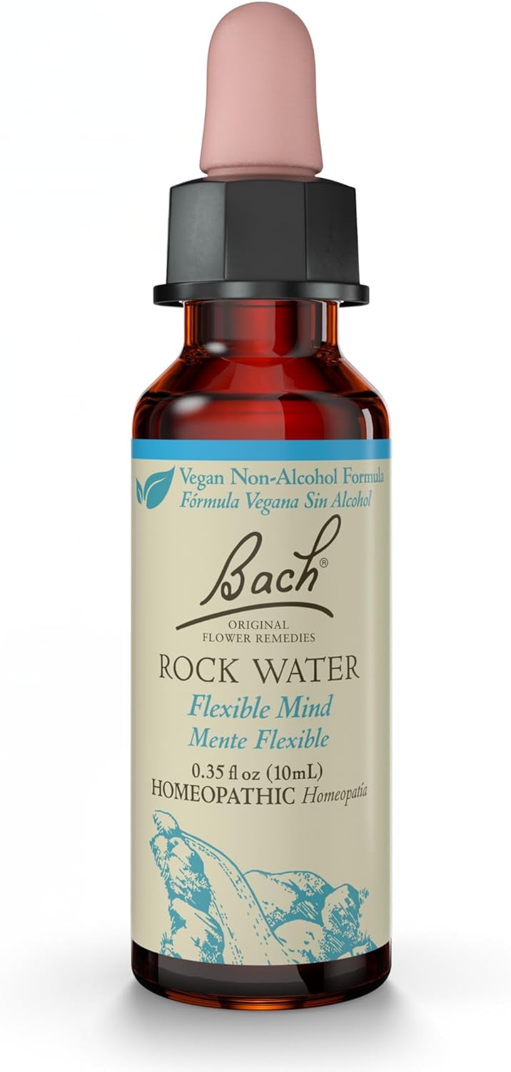 Bach Bach Original Flower Remedies, Rock Water (Non-Alcohol Formula) - Flexible Mind - Natural Homeopathic Flower Essence for Emotional Balance - Vegan, Gluten Free, Sugar Free - 10mL Dropper 