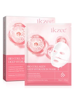 IKZEE Bio Collagen Deep Hydration Mask Nourishing Smooth Real Deep Mask Reduce Wrinkles Facial Pores and Fine Lines Reduce Skin Dryness Deep Hydration Bio Collagen Face Mask 4Pcs  - Image 1