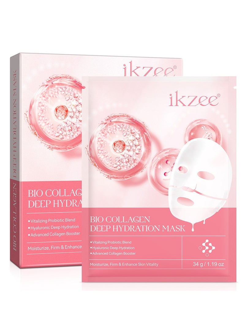 IKZEE - Bio Collagen Deep Hydration Mask Nourishing Smooth Real Deep Mask Reduce Wrinkles Facial Pores and Fine Lines Reduce Skin Dryness Deep Hydration Bio Collagen Face Mask 4Pcs - Image 1