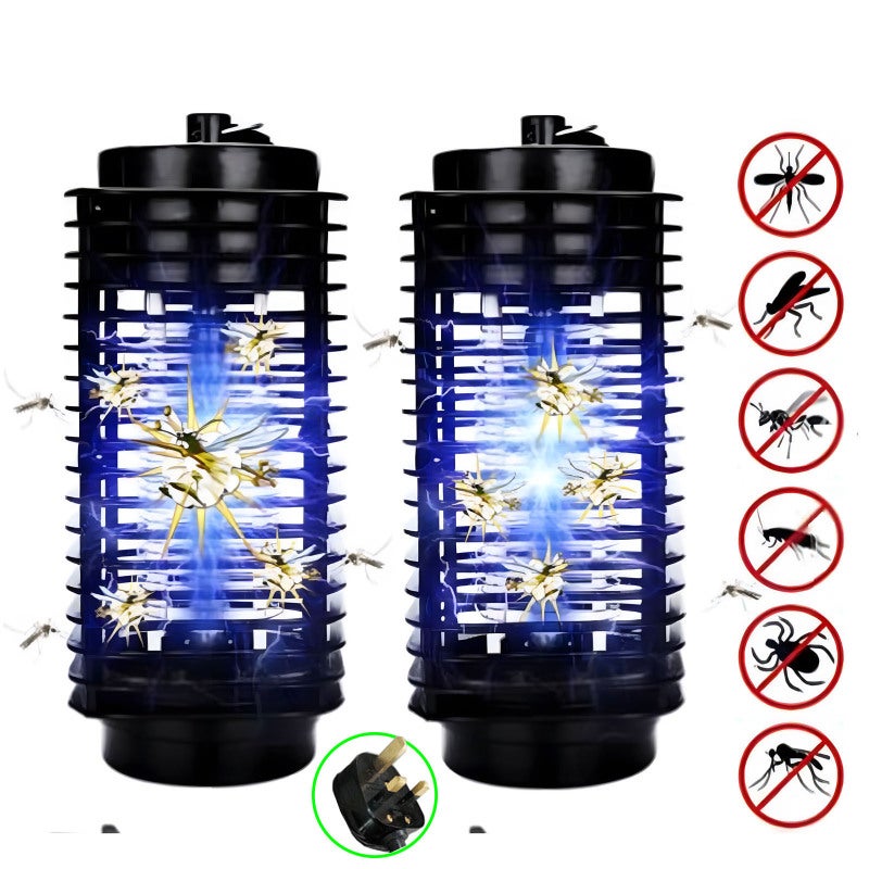 Mosquito Zapper Black Uk Plug Highly Efficient Safe Electric Insect Killer - Easy Clean Bug Trap for Indoor Outdoor Home Bedroom Garden Courtyard - Image 1