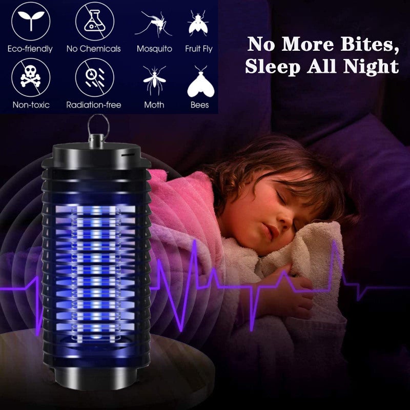 Mosquito Zapper Black Uk Plug Highly Efficient Safe Electric Insect Killer - Easy Clean Bug Trap for Indoor Outdoor Home Bedroom Garden Courtyard - Image 4