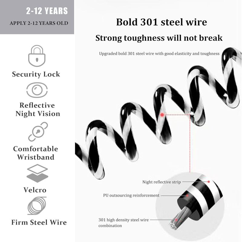WSZCML Toddler Harness Walking Leash- Child Anti Lost Wrist Link - Child Safety Harness - Upgrade with Reflective(6.5ft) - for Boys and Girls,Not Easy to Open Without Key (Cool Black) - Image 5