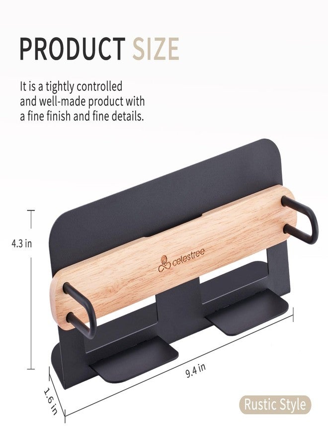 Celestree Guest Towel Holder for Bathroom - Ironl Napkin Dispenser with Rubber Wood Weighted Arm, Rectangular Disposable Hand Towels Tray for Table Kitchen Steak Dinner Vanity Picnic - Image 4