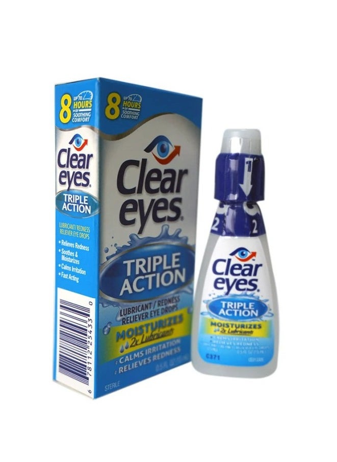 Clear Eyes - Clear Eyes Triple Action Lubricating Eye Drops 15ml - Image 1