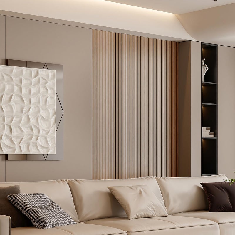 YLL YLL PVC Slat Wall Panel Peel and Stick 118"x 15.7" Faux Oak Grain Wood Slat Panel Self-Adhesive Wallpaper Soundproof 3D Wall Panels - Image 3