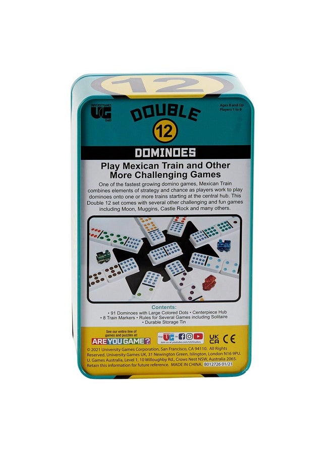 Front Porch Classics - ; Double 12 Colored Dot Dominoes Set Onthego Travel Storage Tin 2 To 8 Players Ages 8 To 99 - Image 1