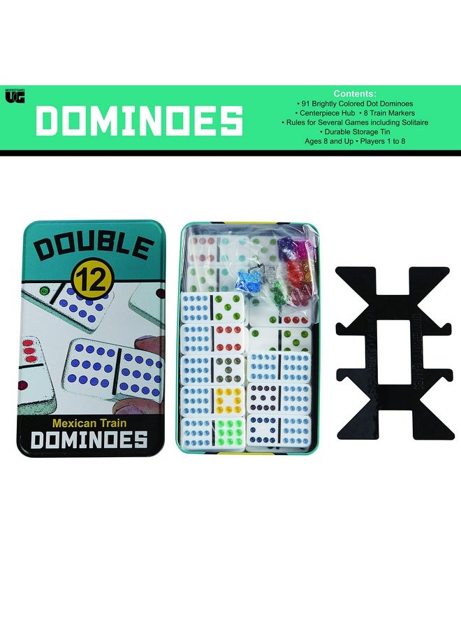 Front Porch Classics - ; Double 12 Colored Dot Dominoes Set Onthego Travel Storage Tin 2 To 8 Players Ages 8 To 99 - Image 1