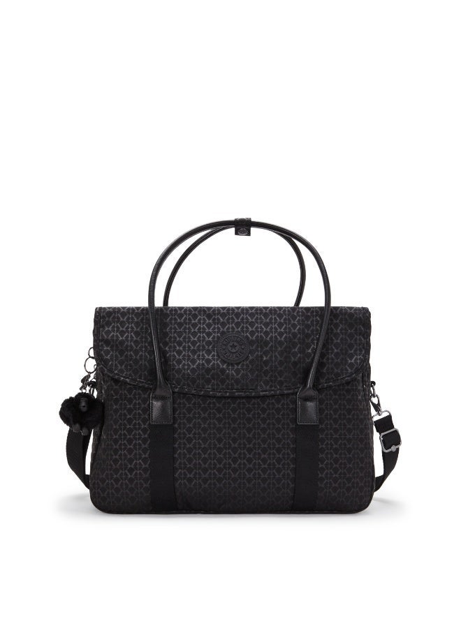 كيبلينغ حقيبة سفر كبيرة بوري مع حزام تثبيت على حقيبة السفر وحزام كتف قابل للإزالة بلون أسود نوار - Image 1