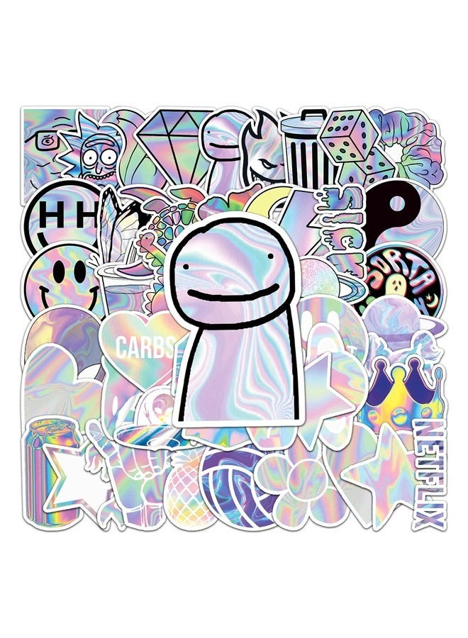 Laser Waterproof Stickers for Kids,50pcs Pack Aesthetic Sticker for Water Bottles Laptop Notebooks Computer Skateboard (Laser)  - Image 2