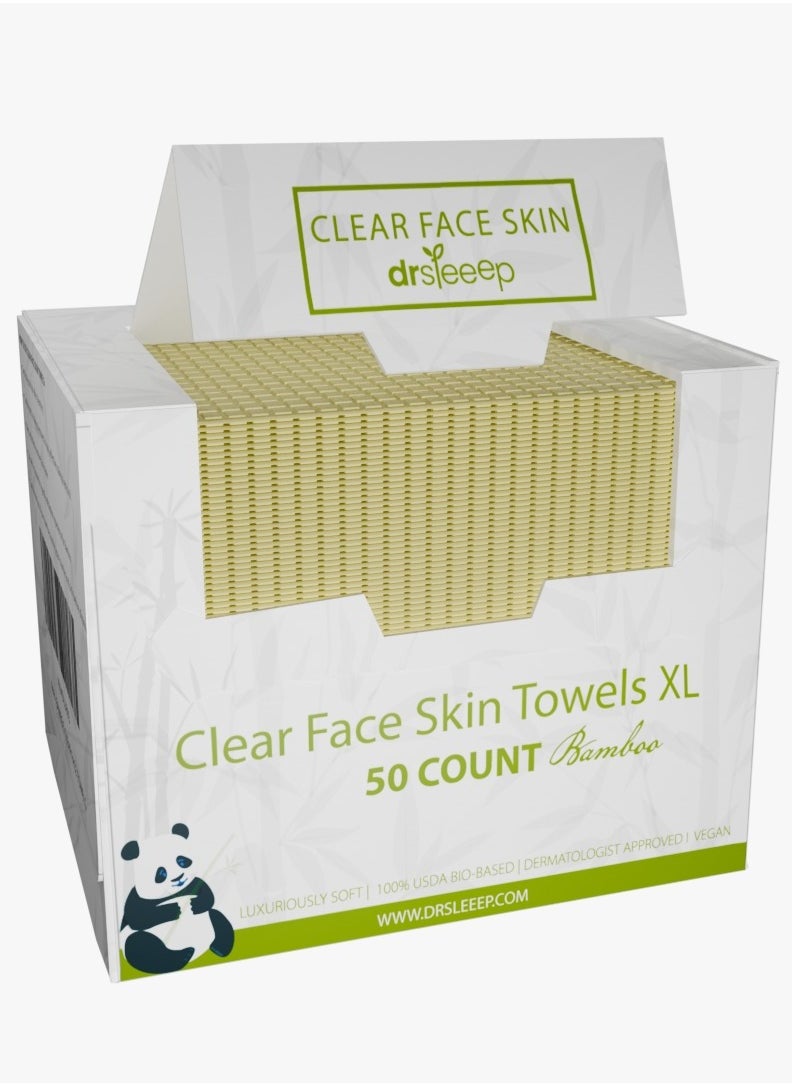 DrSleeep Clear Face Bamboo Towels XL 50 Count - Luxury - Sustainability - Soft - Hypoallergenic - Environmentally Friendly  - Image 1