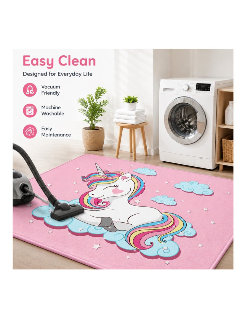 Factory Price Rainbow Unicorn Kids Cushion Play Mat Rug – Soft Padded Carpet with Non-Slip Backing, 160 x 200 cm - Image 4