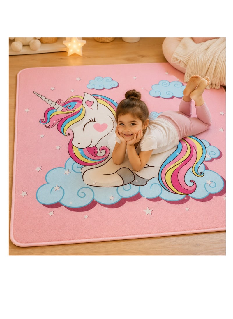 Factory Price Rainbow Unicorn Kids Cushion Play Mat Rug – Soft Padded Carpet with Non-Slip Backing, 160 x 200 cm - Image 5