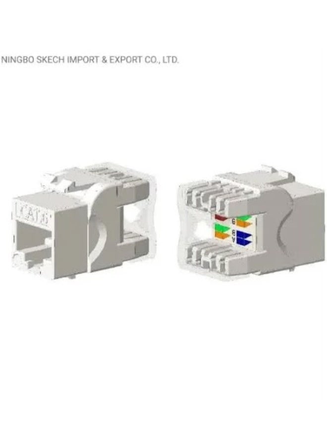 مقبس كيستون Cat6 بزاوية 180 درجة، مقبس حائط شبكة إيثرنت RJ45 أبيض، موصل كيستون معياري UTP 110، لوحة توصيل كابلات Cat6 LAN، مقبس إنترنت عالي السرعة، عبوة من 100 قطعة، للاستخدام المنزلي والمكتبي والتجاري.