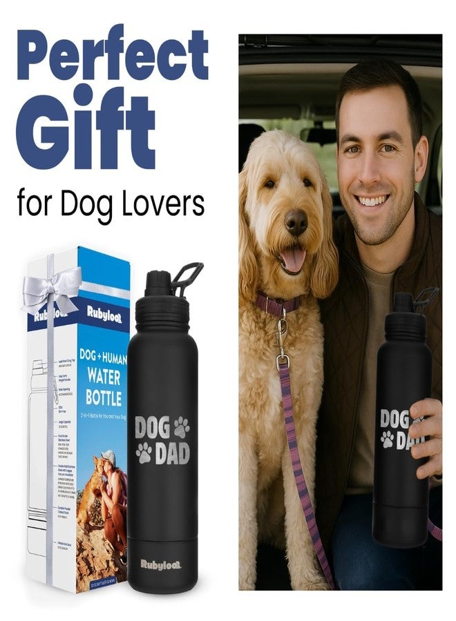rubyloo Dog Dad Water Bottle – 32 oz Stainless Steel Double Wall Insulated with 8 oz Detachable Bowl on Bottom – Cool Dog Dad Gifts for Father's Day, Hiking, Walking, Travel & Everyday Adventures – DD Black - Image 5
