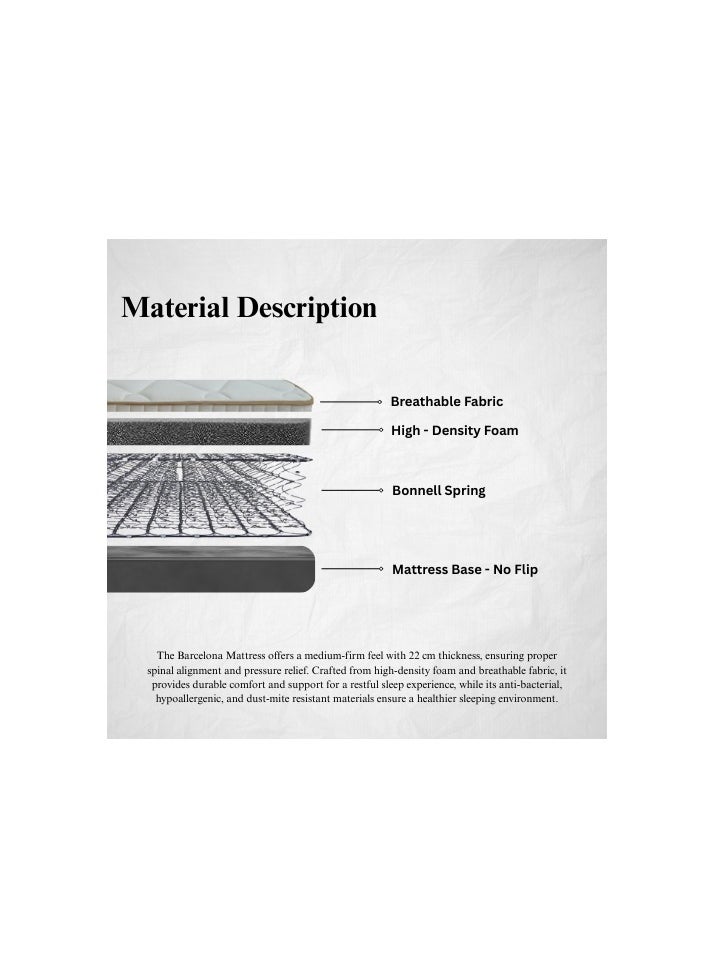 TOTAL COMFORT Total Comfort Barcelona Mattress I Thickness 22cm I Firm Feel for orthopedic support  - Image 3