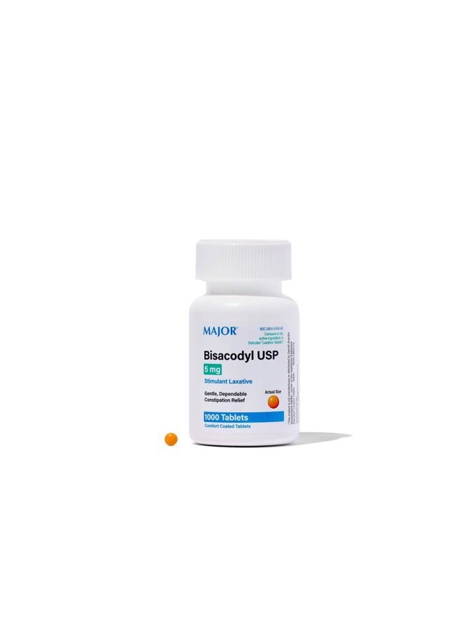 Pretrada Major Bisacodyl 5 mg - Comfort Coated Stimulant Laxative for Gentle, Dependable, Constipation Relief - 1000 Tablets - Image 1
