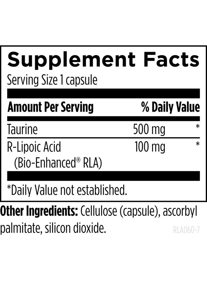 designs for health Designs for Health Stabilized R-Lipoic Acid Supreme - 100mg RLA Supplement with Taurine - Non-GMO, Gluten Free (60 Capsules) - Image 2