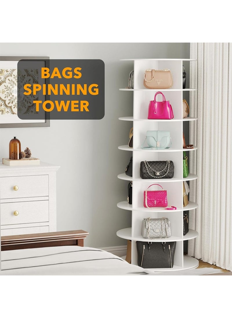 HELEE Rotating Shoe Rack Tower, Spinning Shoe Display Lazy Susan, Revolving 360 Shoe Rack Storage Round Carousel, Vertical Handbag Rotate Shoes Closet Organization