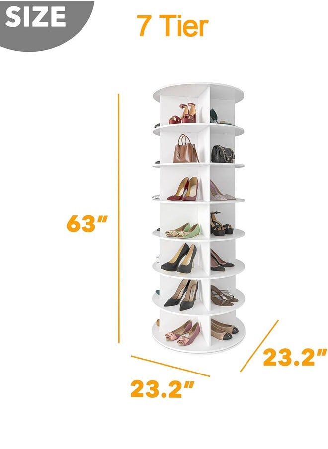 HELEE Rotating Shoe Rack Tower, Spinning Shoe Display Lazy Susan, Revolving 360 Shoe Rack Storage Round Carousel, Vertical Handbag Rotate Shoes Closet Organization