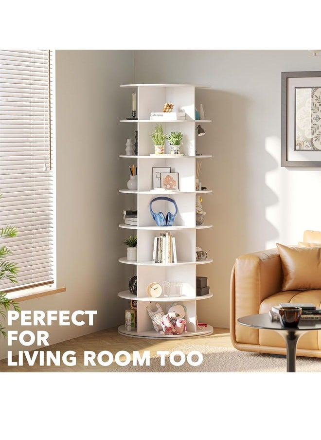 HELEE Rotating Shoe Rack Tower, Spinning Shoe Display Lazy Susan, Revolving 360 Shoe Rack Storage Round Carousel, Vertical Handbag Rotate Shoes Closet Organization