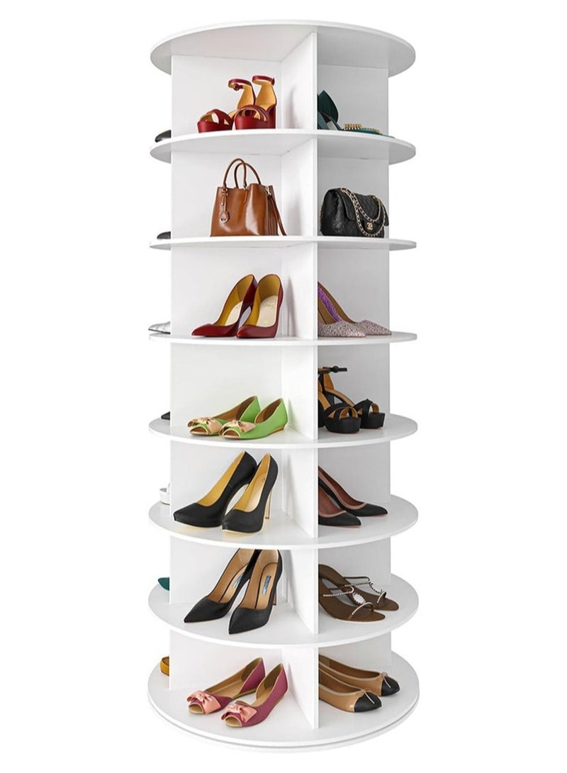 L&E HELEE Rotating Shoe Rack Tower, Spinning Shoe Display Lazy Susan, Revolving 360 Shoe Rack Storage Round Carousel, Vertical Handbag Rotate Shoes Closet Organization - Image 1
