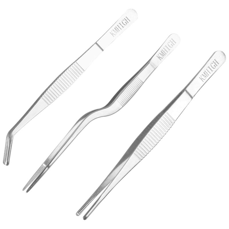 KMHIGH Stainless Steel Tweezers Set, For Small Gardening and Kitchen, Multi-Purpose Tools. (3Pcs, 6.15Inches / 6.3Inches / 6.5Inches) - Image 5