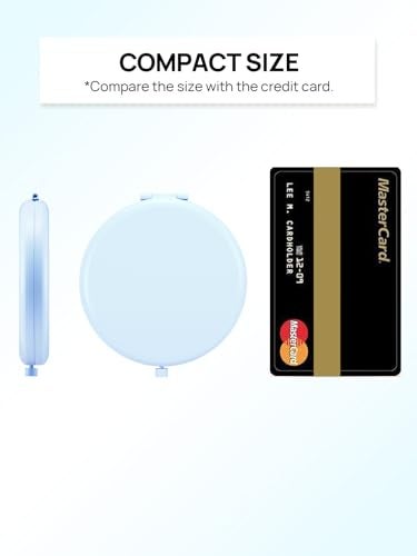 Getinbulk Compact Mirror for Purse DoubleSided 1X2X Magnifying Metal Pocket Makeup MirrorsRound Light Blue - Image 3