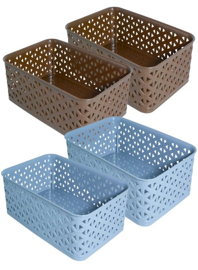 Simply Home Ajanta-2 Multi-Purpose Plastic Storage Basket|Stackable Organizer Tokri For Home,Kitchen,Bathroom & Office|Ideal For Toys,Clothes,Cosmetics,Stationery|Set Of 4|Lt Grey Red - Image 1