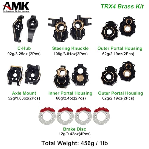 AMK TRX4 Brass Counter Weight Black Coating Portal Axle Housing for 110 RC Crawler TRX6 TRX4 Bronco Defender Upgrade 8 in 1 Set for TRX4 - Image 5