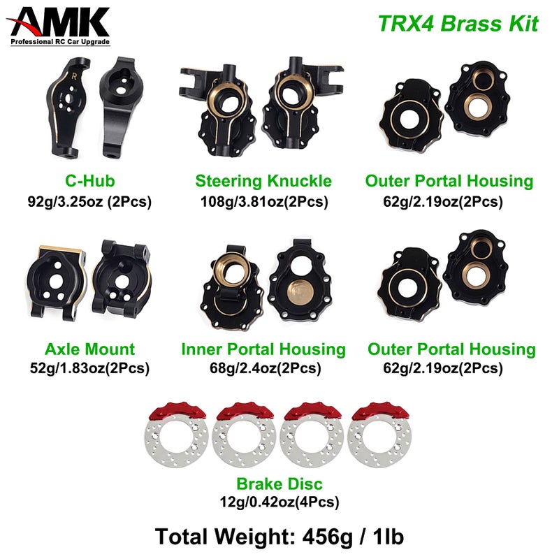 AMK TRX4 Brass Counter Weight Black Coating Portal Axle Housing for 110 RC Crawler TRX6 TRX4 Bronco Defender Upgrade 8 in 1 Set for TRX4 - Image 3