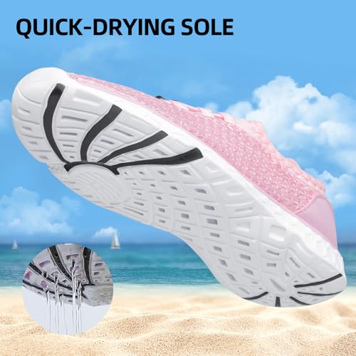 DOUSSPRT Women's Water Shoes Quick Drying Sports Aqua Shoes Pink Size 7 - Image 3