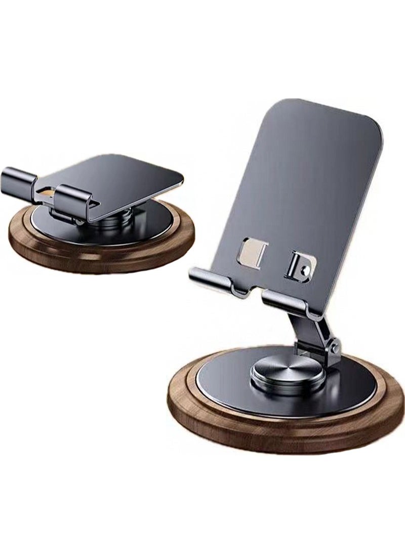 Apustim Cell Phone Stand，Desk Accessories，Grey Office Cell Phone Holder，Simulated Wood Grain Phone Stand for Desk，Office Desk Accessories，Office Decor, Suitable for 4-10”Phones，iPad  - Image 1