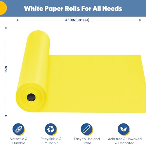 Donyang Yellow Wrapping Paper Craft Paper Kraft Paper Roll 15x450 Bulletin Board Paper Arts Crafts Gift Wrapping Packing Painting Drawing Paint Easel Poster Chart Decorative Paper Art Supplies - Image 3