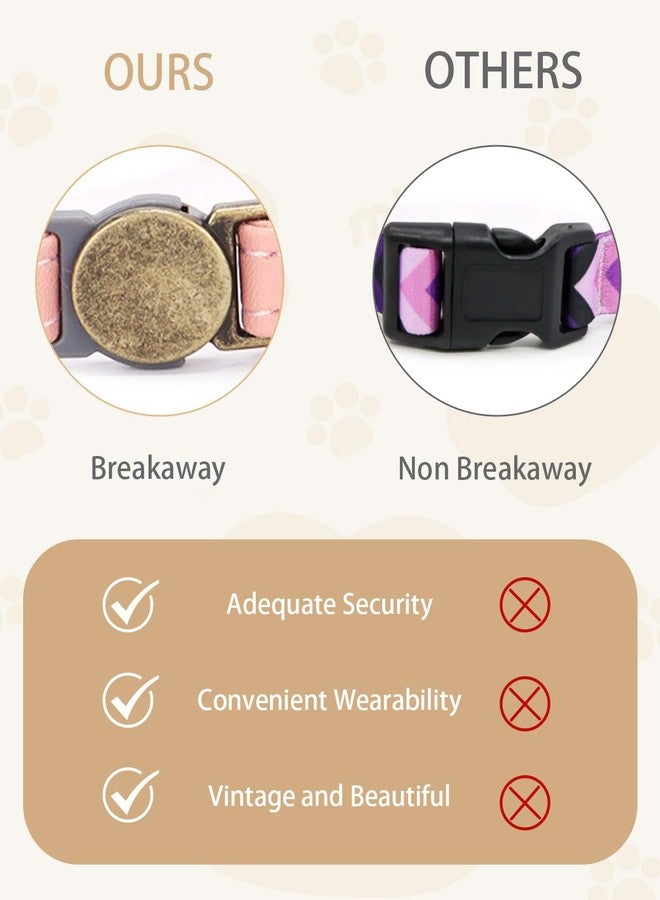 طوق قطط GoldTiger قابل للفك مع جرس، طوق جلدي بتصميم كلاسيكي للقطط الصغيرة من الجنسين، مزود بآلية أمان قابلة للتعديل من 7.5 إلى 11.8 بوصة، خفيف الوزن (0.7 أونصة) مع أجزاء معدنية نحاسية عتيقة، إكسسوار مثالي للجراء. - Image 4