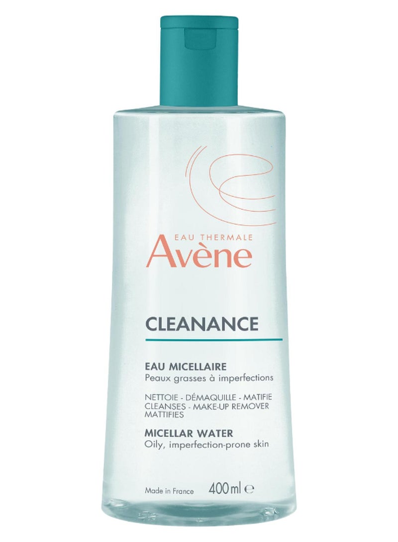AVENE Cleanance Micellar Water - Cleanses gently - Removes Make-up & Impurities - Mattifies - For Combination, Oily & Blemish Prone Skin - Face & Eyes - Teenagers & Adults - 400 ml Clear 400ml - Image 1
