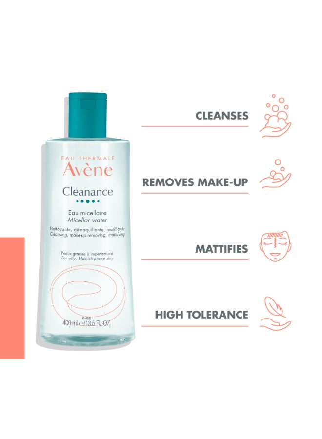 AVENE Cleanance Micellar Water - Cleanses gently - Removes Make-up & Impurities - Mattifies - For Combination, Oily & Blemish Prone Skin - Face & Eyes - Teenagers & Adults - 400 ml Clear 400ml - Image 3