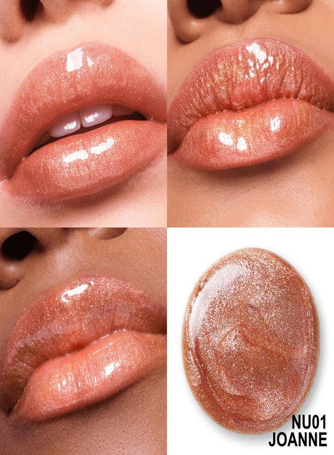 FOCALLURE High Shine Glitter Lip Gloss,Hydrates and Soothes Lips for a Gorgeous,Delivers a Non-sticky Glossy finish,Long-lasting Shine & Fuller-looking Lip Makeup,NU01 JOANNE - Image 2