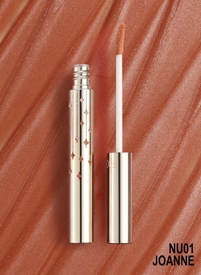 FOCALLURE High Shine Glitter Lip Gloss,Hydrates and Soothes Lips for a Gorgeous,Delivers a Non-sticky Glossy finish,Long-lasting Shine & Fuller-looking Lip Makeup,NU01 JOANNE - Image 3