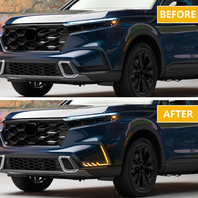 Fancemot LED Front Bumper Fog Lights White Daytime Running Lights (DRL) Amber Turn Signal Lights Blue Low Beam Lights Compatible with 2023-2026 6th Gen Honda CR-V - Image 5