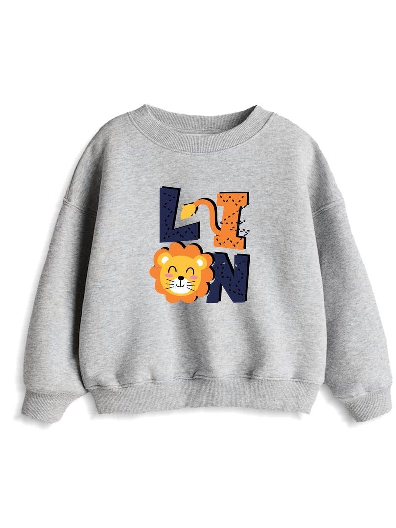 minicult Unisex-Child Cotton Blend Full Sleeves Crew Neck Regular Sweatshirt with Fun Prints(Lion)(Pack of 3)(5-6 Years), Assorted - Image 4