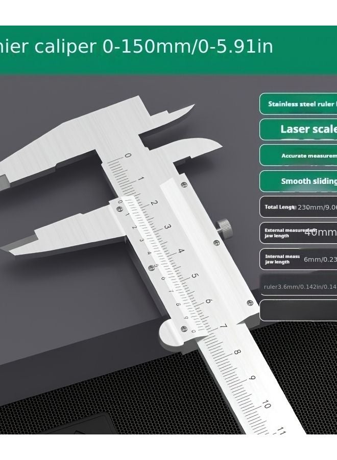 0 150mm Stainless Steel High Precision Caliper With Plastic Case - Image 3