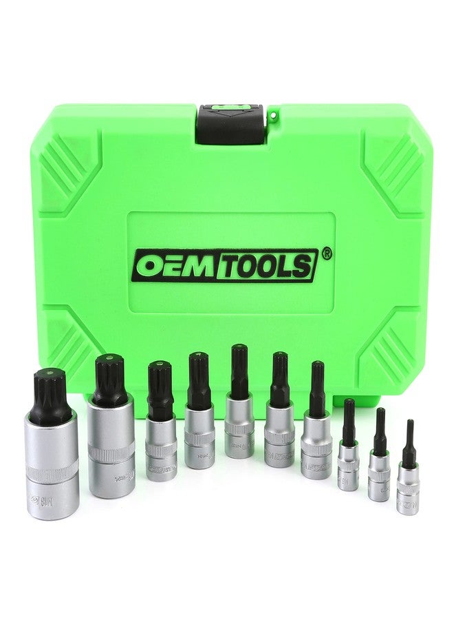 OEMTOOLS 23906 Triple Square Bit Set, Spline Socket Set 10 Piece, Magnetic Triple Square Socket Set, Triple Square Sockets Ideal for Automotive Repairs, Rust-Resistant Finish, M4-M18 Sizes - Image 1