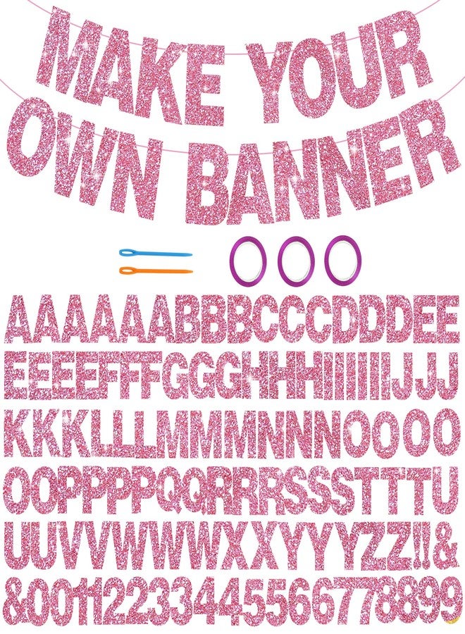 BEISHIDA 116 PCS Pink A-Z Glitter Black DIY Letter Banner Kit Make Your Own Banner - Image 1
