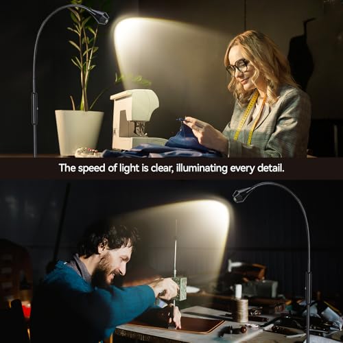 SUNMORY Adjustable LED Beam Floor Lamps for Living Room, Reading Lamp with Flexible Gooseneck, Dimmable Zoomable Spotlight, Work Light, Touch Control, Task Crafting Standing Lamp for Office Bedroom - Image 5