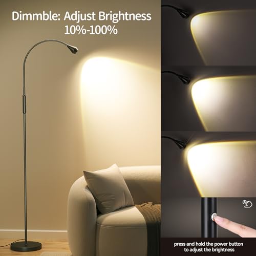 SUNMORY Adjustable LED Beam Floor Lamps for Living Room, Reading Lamp with Flexible Gooseneck, Dimmable Zoomable Spotlight, Work Light, Touch Control, Task Crafting Standing Lamp for Office Bedroom - Image 3