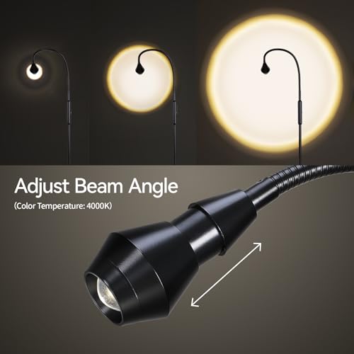 SUNMORY Adjustable LED Beam Floor Lamps for Living Room, Reading Lamp with Flexible Gooseneck, Dimmable Zoomable Spotlight, Work Light, Touch Control, Task Crafting Standing Lamp for Office Bedroom - Image 2
