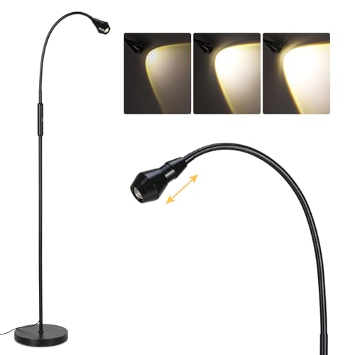 SUNMORY Adjustable LED Beam Floor Lamps for Living Room, Reading Lamp with Flexible Gooseneck, Dimmable Zoomable Spotlight, Work Light, Touch Control, Task Crafting Standing Lamp for Office Bedroom - Image 1